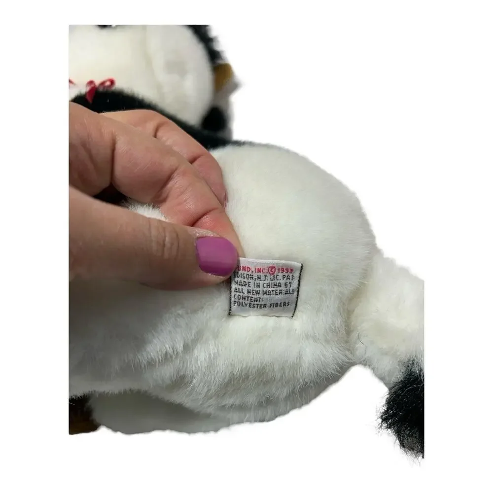 Gund Cow Daisy Black White Plush 10” 1993 Red Ribbon Bow